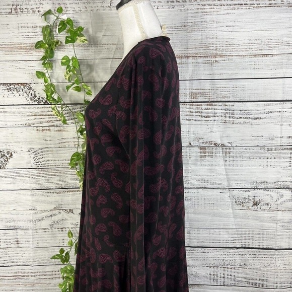 Michael Kors Dress size Large Purple Black Paisley Slinky Stretch High Low Boho - Picture 9 of 13